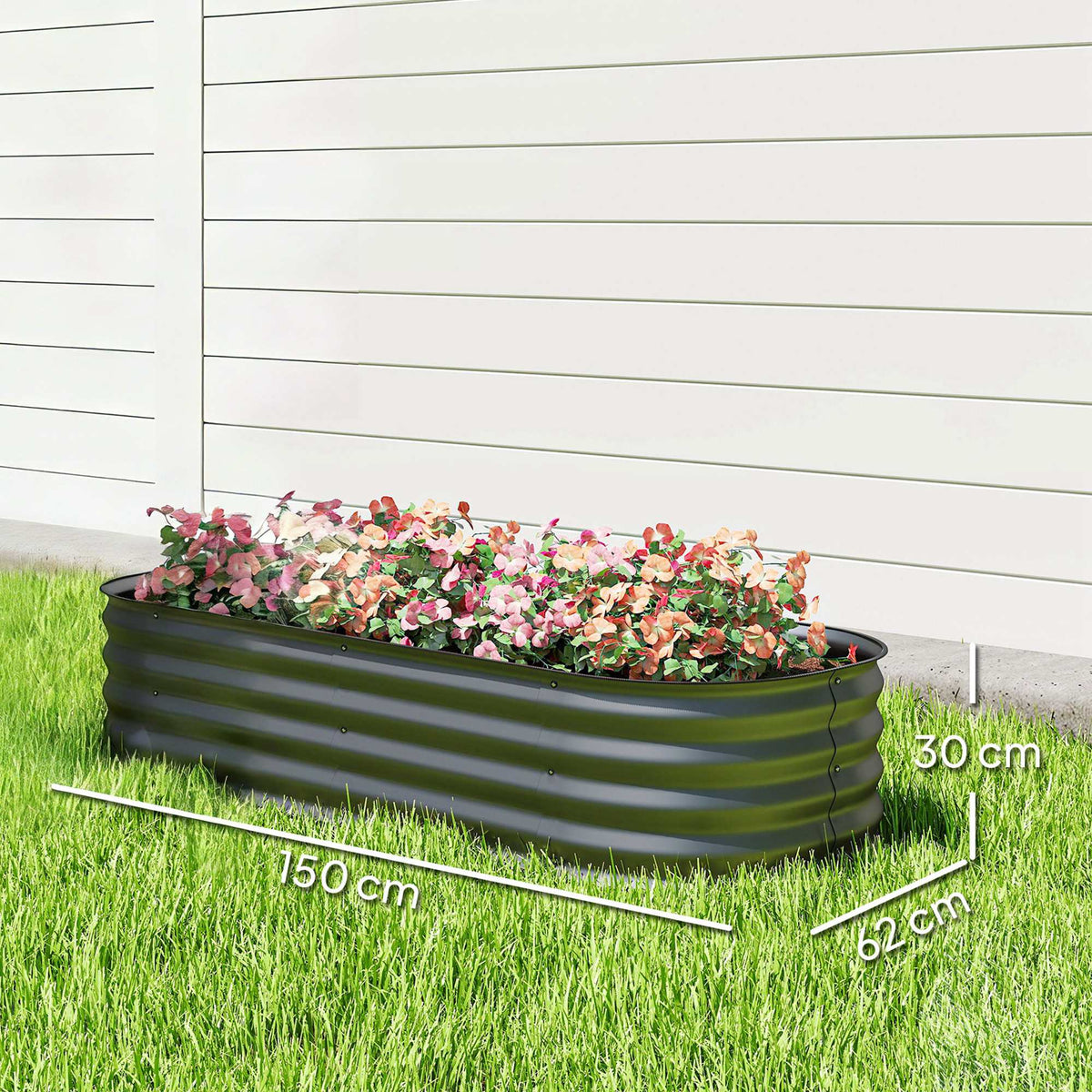 Outsunny Jardinera Exterior Grande De Acero Galvanizado Con Bordes De Seguridad_2
