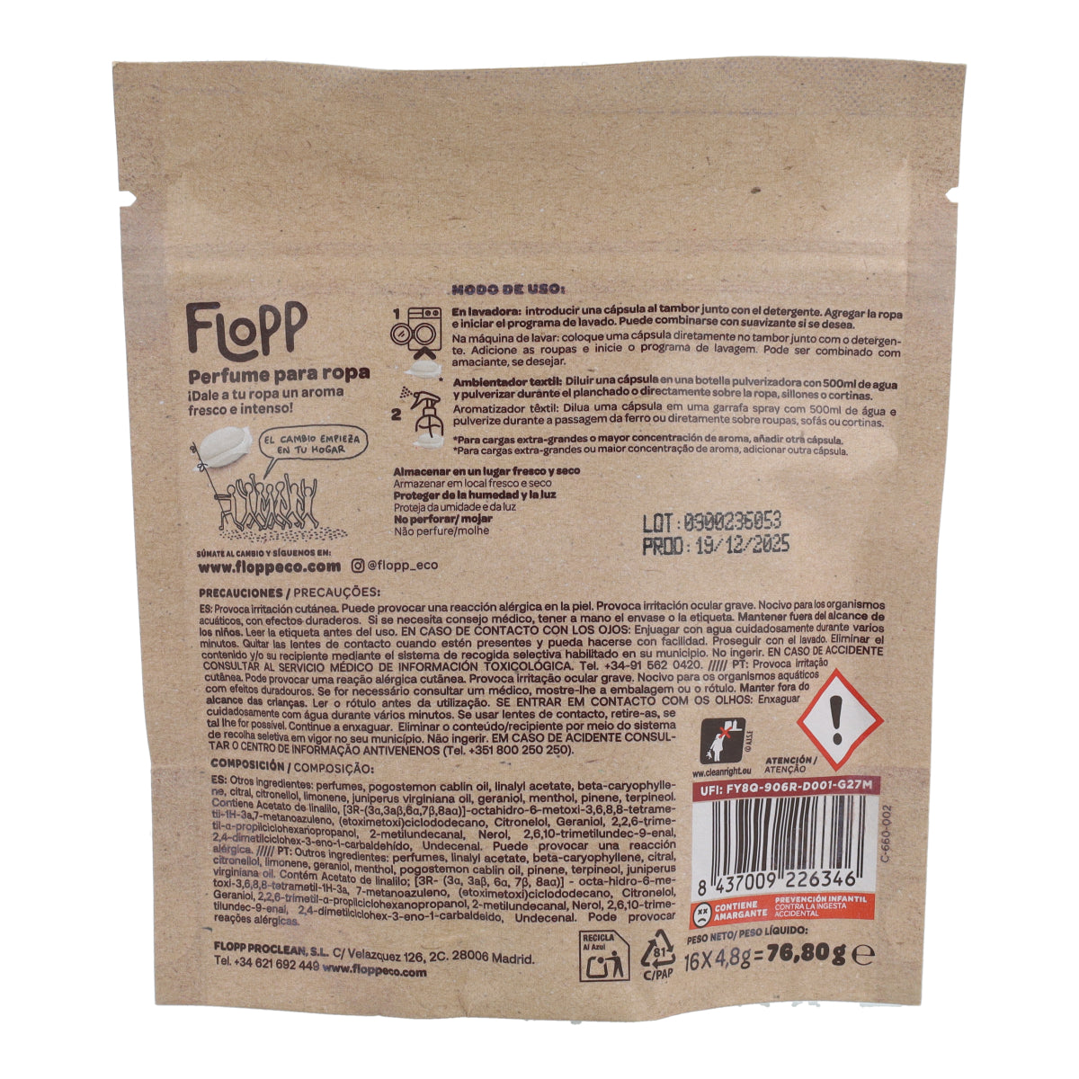 Perfume para ropa ECO Flopp 16caps