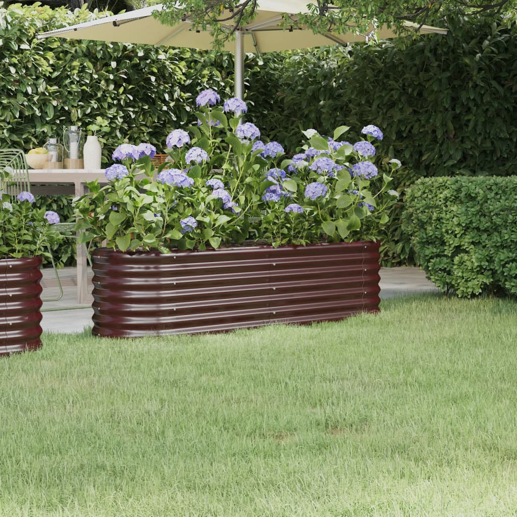 Jardinera Arriate Acero Galvanizado Marrón 152x40x36 Cm_1