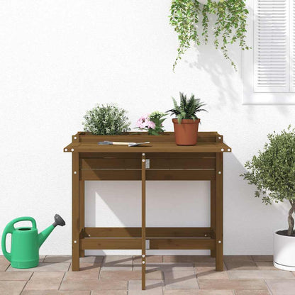 Jardinera Con Tapa Plegable Madera Maciza De Pino Marrón Miel_2