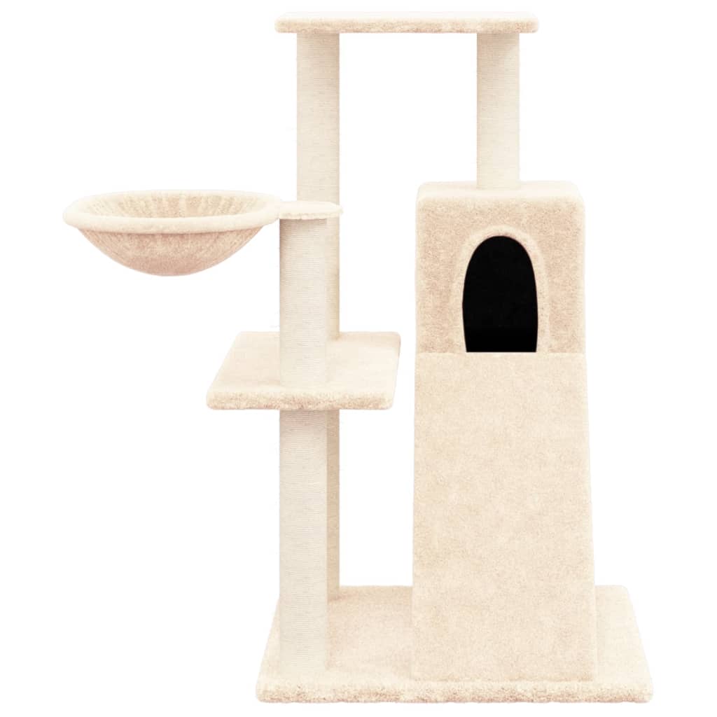 Rascador Para Gatos Con Postes De Sisal Color Crema 82 Cm_2