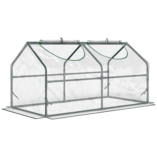 Outsunny Invernadero De Terraza 120x60x60 Cm Acero Con 2 Ventanas Transparente_0