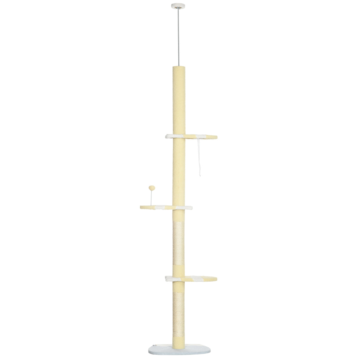 Pawhut Árbol Para Gatos Del Suelo Al Techo 220-260 Cm Con 3 Plataformas Y Bola_0