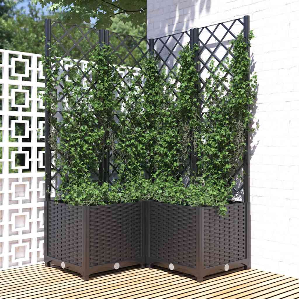 Jardinera Con Enrejado Pp Negro 80x80x136 Cm_1
