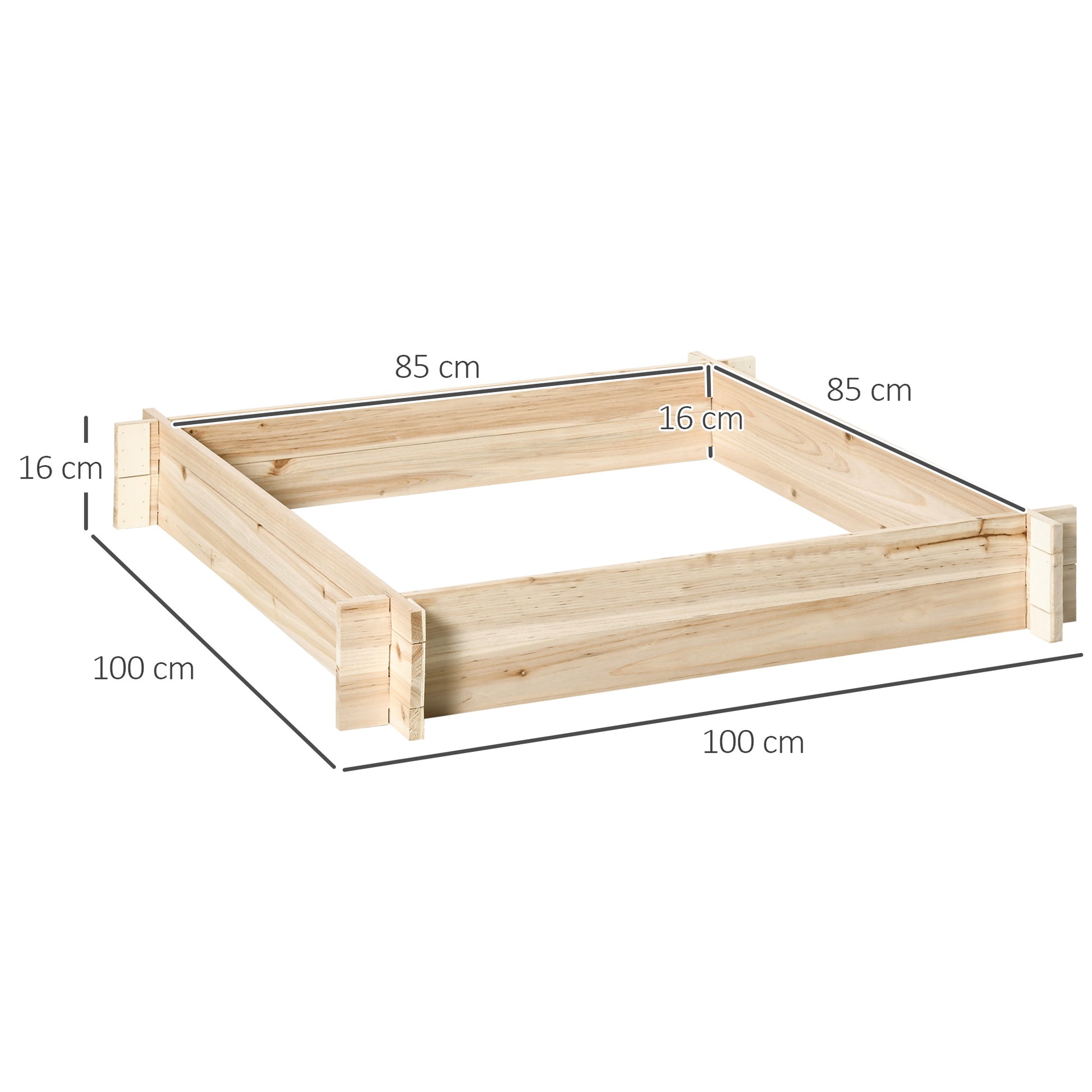 Outsunny Arriate De Madera De Jardín Suelo De Huerto Urbano 100x100x16cm Natural_2