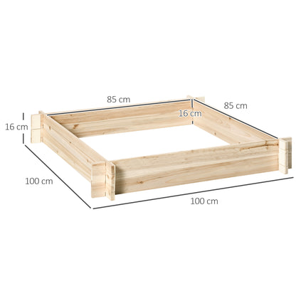 Outsunny Arriate De Madera De Jardín Suelo De Huerto Urbano 100x100x16cm Natural_2