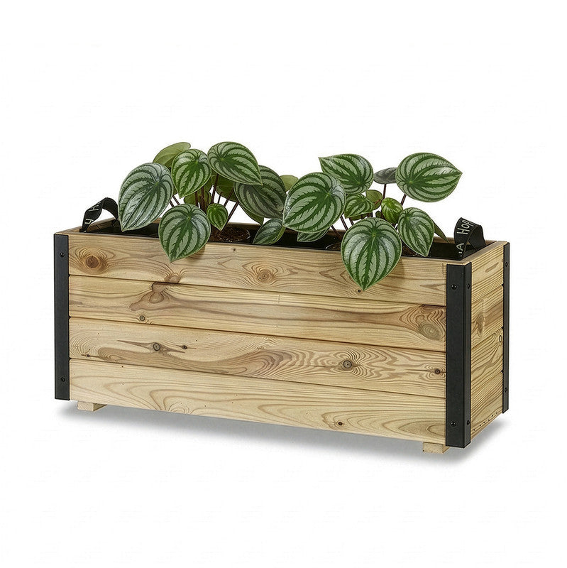 Jardinera Exterior De Madera Con Refuerzo De Aluminio Ghio Al Hortalia 90x30x40 Cm_0