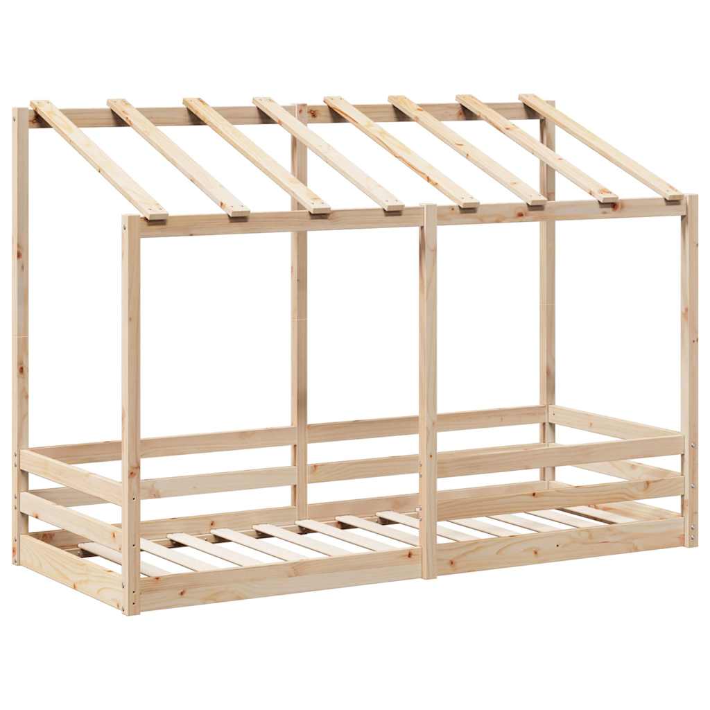 Cama Infantil Con Techo Madera Maciza Pino 90x190 Cm_2