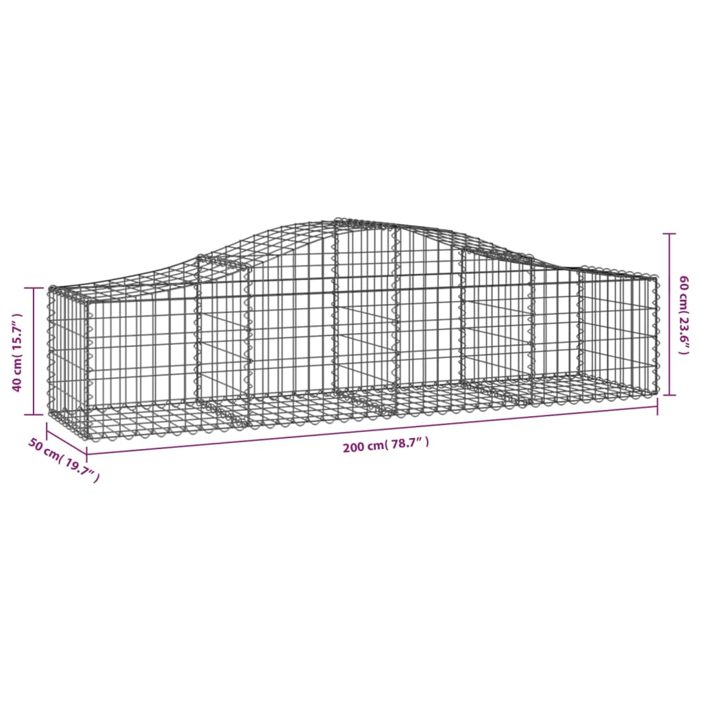 Cestas De Gaviones 25 Uds Forma De Arco Hierro 200x50x40/60 Cm_5