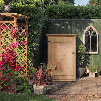 Outsunny Caseta De Jardín De Madera 75x56x115cm Con 3 Estantes Puerta Pestillo_1