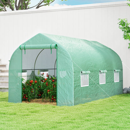 Homcom Invernadero De Túnel Jardín 4x2x2 M Con 6 Ventanas Y Puerta Verde_4
