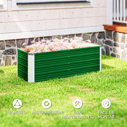 Outsunny Arriate De Jardín De Acero Jardinera Cultivos Plantas 125x47x40cm Verde_5