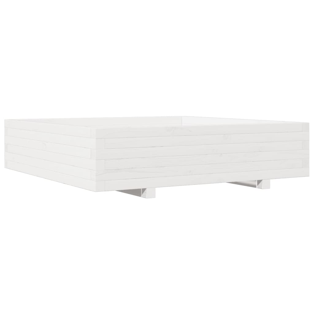 Jardinera Madera Maciza De Pino Blanco 100x100x26,5 Cm_0