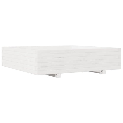 Jardinera Madera Maciza De Pino Blanco 100x100x26,5 Cm_0