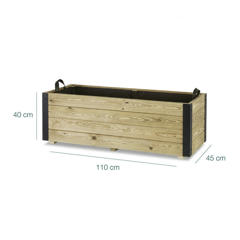 Jardinera Exterior De Madera Con Refuerzo De Aluminio Ghio Al Hortalia 110x45x40 Cm_5