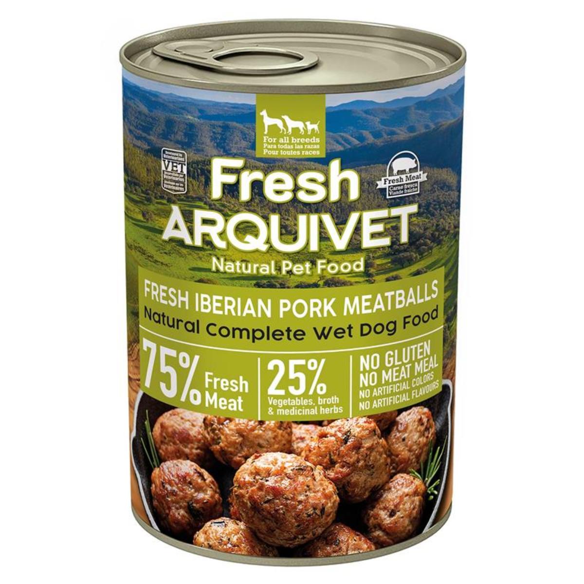 Fresh Pork Meatballs Arquivet 400 g Comida húmeda para perro con cerdo ibérico, calabaza y judías verdes