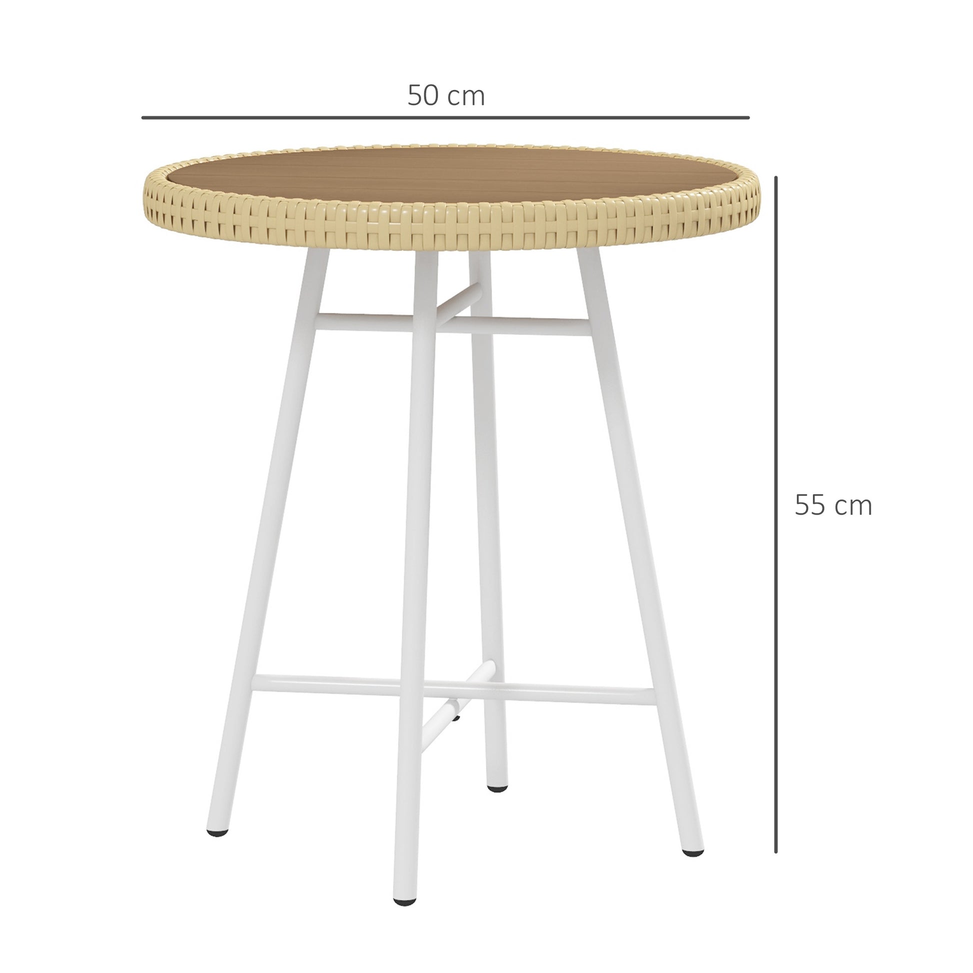 Outsunny Mesa Auxiliar De Ratán Sintético Carga 30 Kg 50x50x55 Cm Natural_2