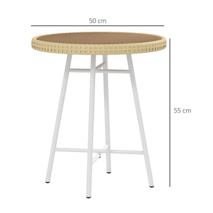 Outsunny Mesa Auxiliar De Ratán Sintético Carga 30 Kg 50x50x55 Cm Natural_2