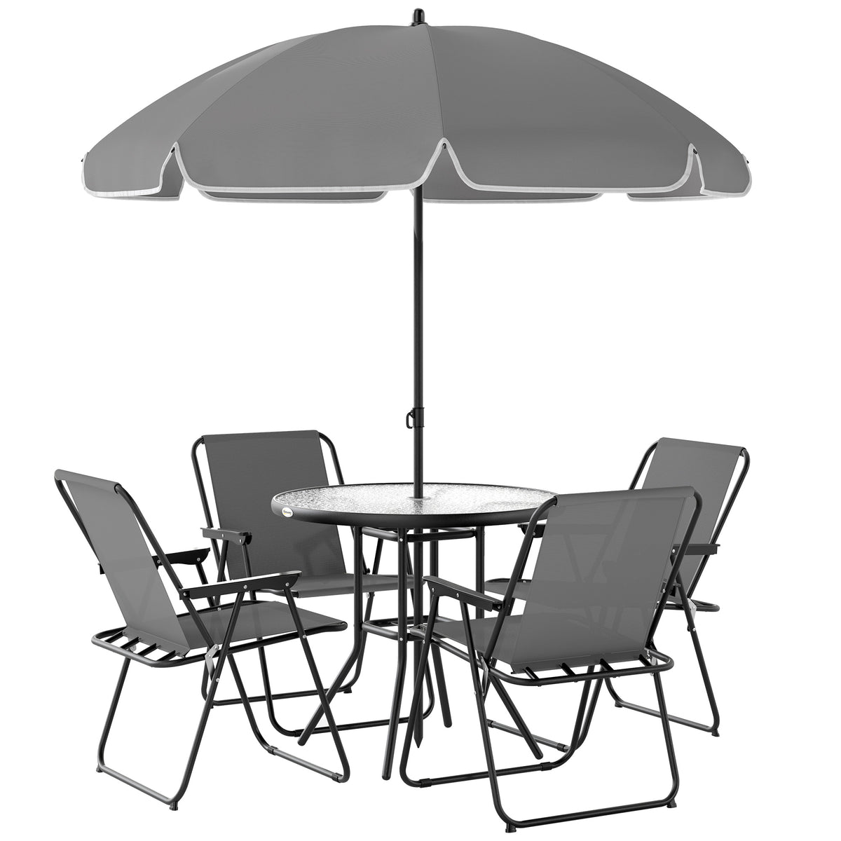 Outsunny Conjunto De Mesa Y Sillas Jardín De 6 Piezas Con Sillas Mesa Y Parasol_0