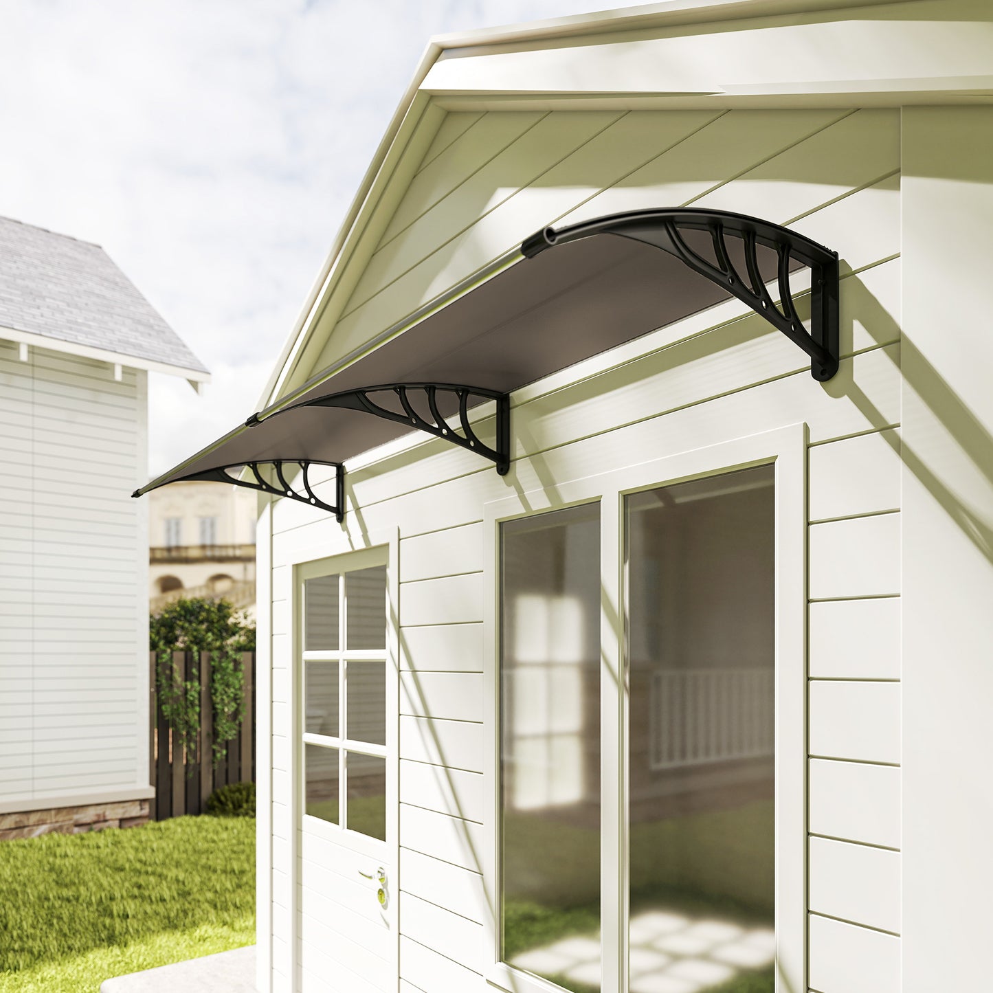 Outsunny Marquesina Para Puertas Y Ventanas 195x75cm Con Soporte De Aluminio_4