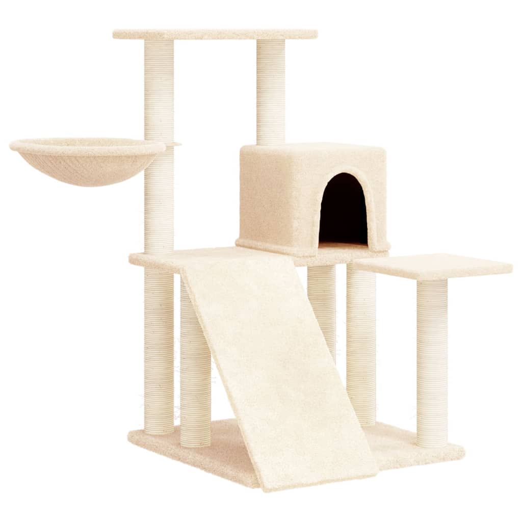 Rascador Para Gatos Con Postes De Sisal Color Crema 82 Cm_0