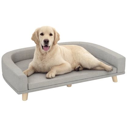 Pawhut Sofá Para Perros Grandes Con Cojín Lavable 98x67x25 Cm Gris Claro_0