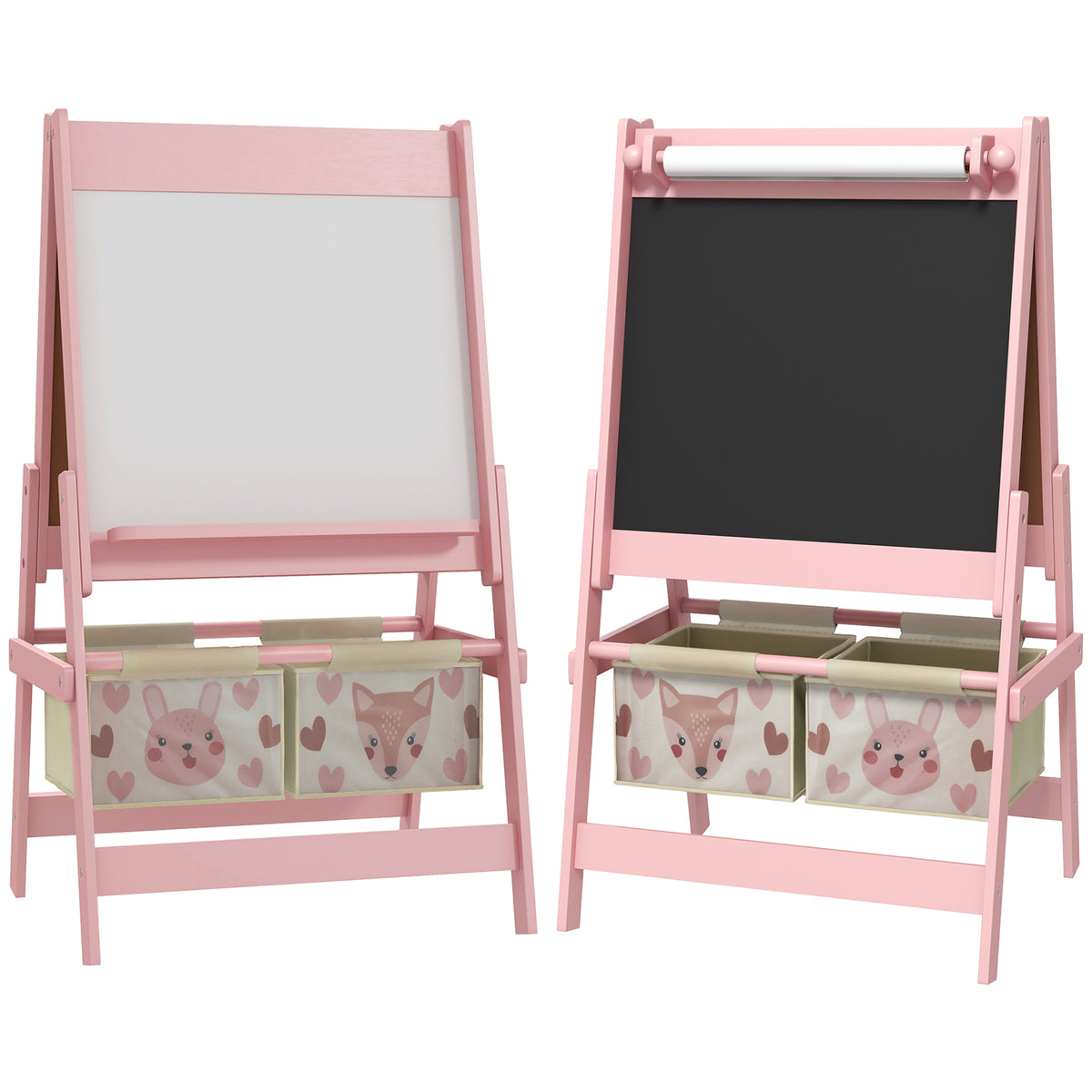 Aiyaplay Caballete Para Niños 3 En 1 Doble Cara Rollo De Papel 54x46,5x93cm Rosa_0