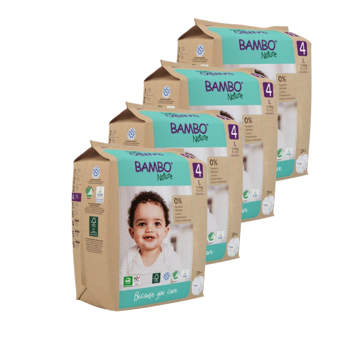 Pack ahorro Bambo Nature pañales T4(7-14kg) 96 uds