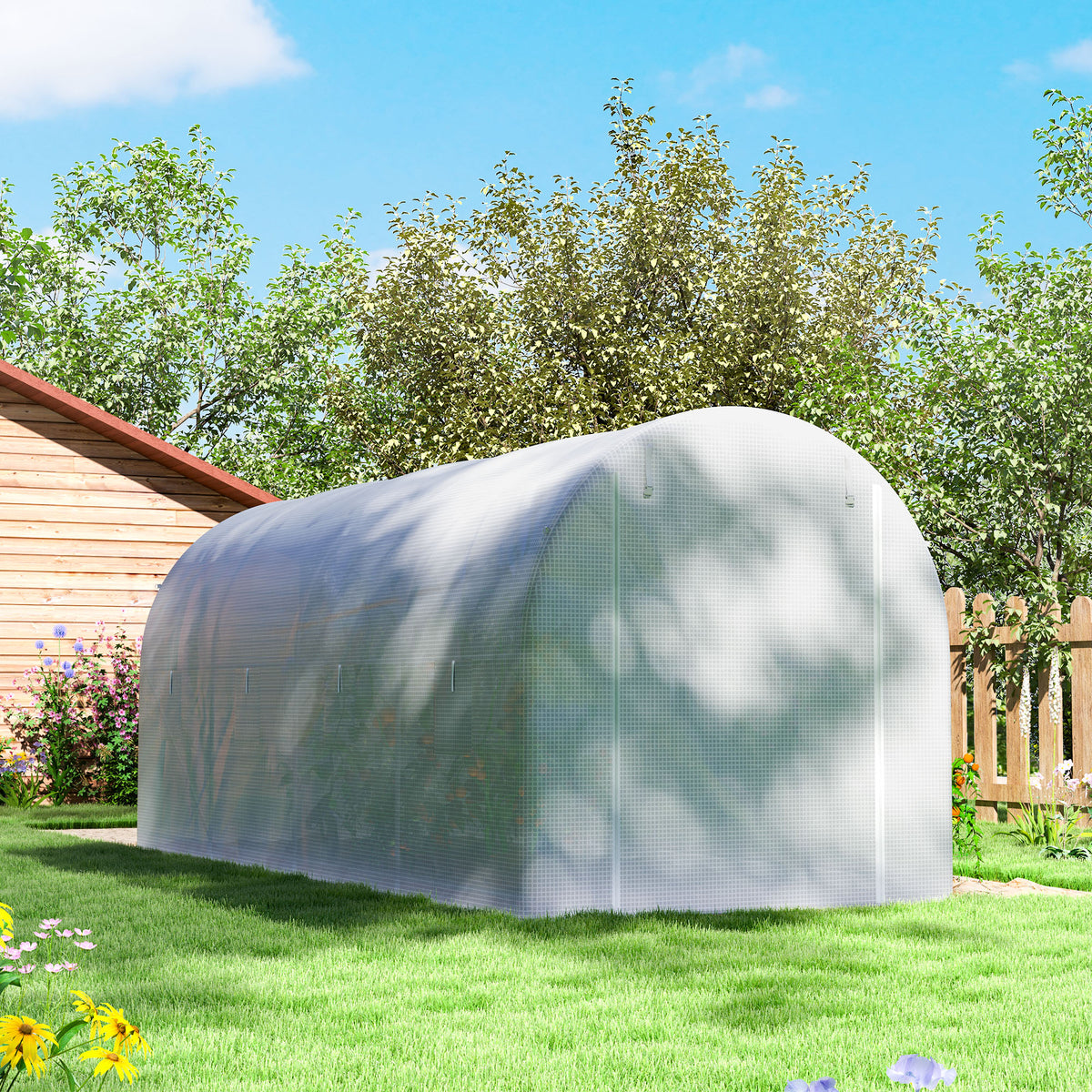 Invernadero De Túnel Outsunny Pe, Metal Blanco 500x200x205 Cm_3