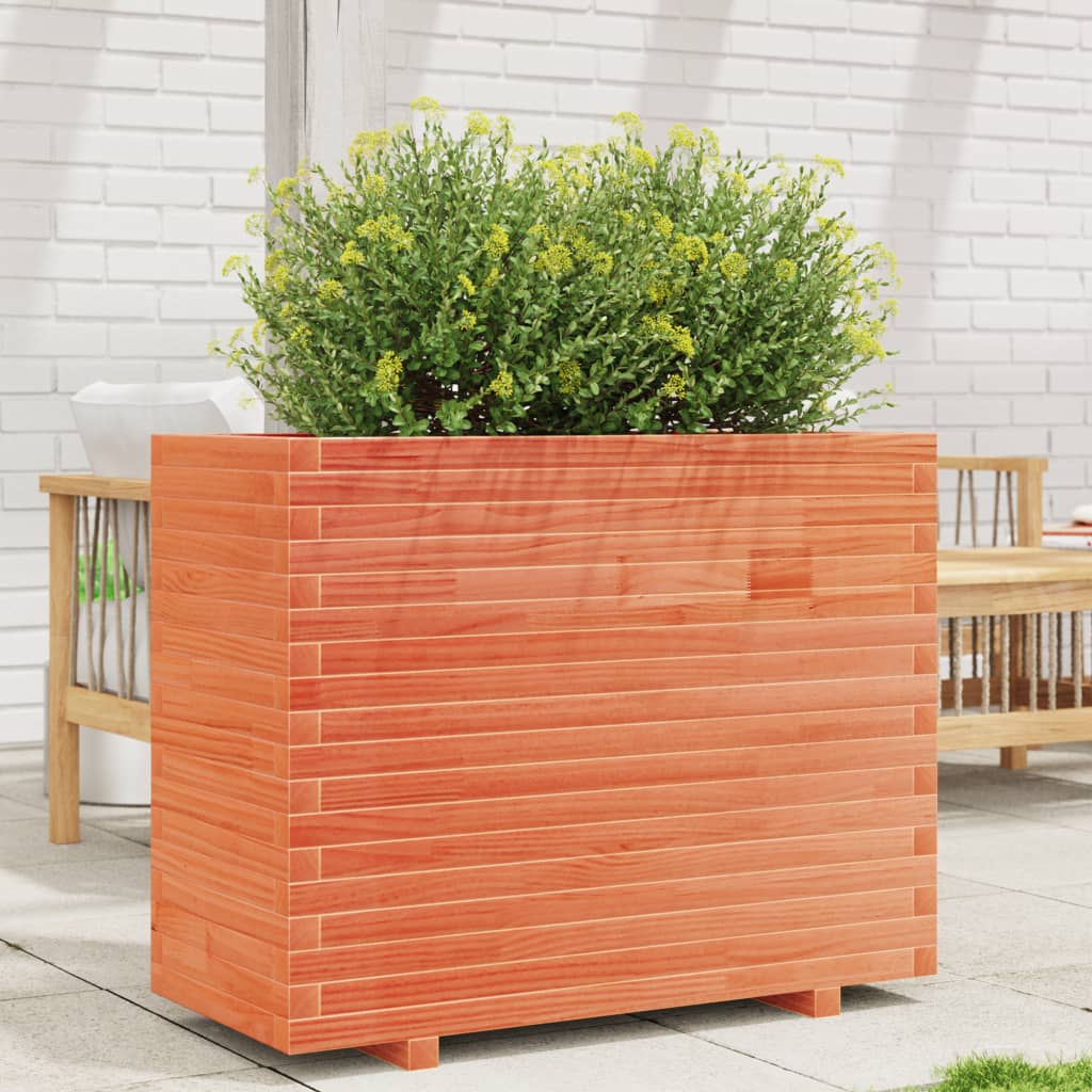 Jardinera Madera Maciza De Pino Marrón Cera 90x40x72,5 Cm_2