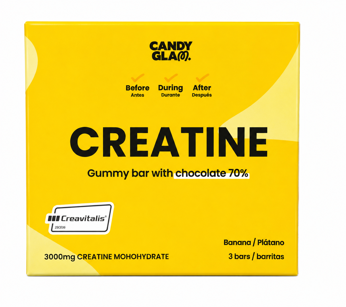 Candyglam Creatine | Gummy Bar Vegana Con Chocolate 70% | 3g Creatina Creavitalis® | Pack 9 Barritas_1