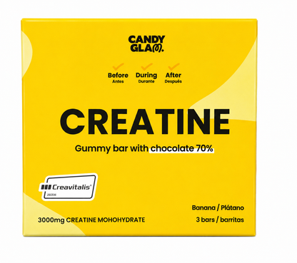 Candyglam Creatine | Gummy Bar Vegana Con Chocolate 70% | 3g Creatina Creavitalis® | Pack 9 Barritas_1