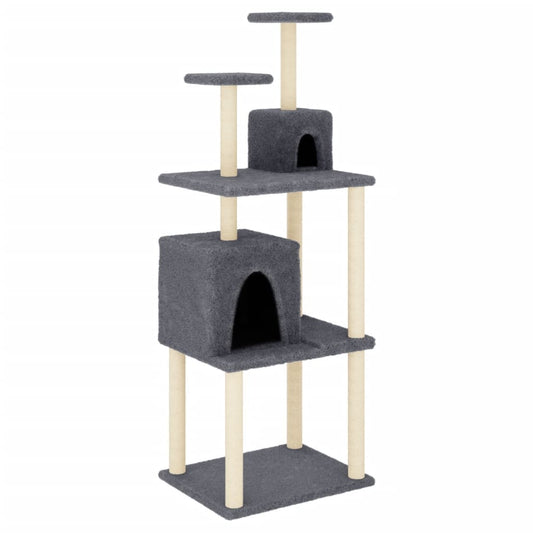Rascador Para Gatos Con Postes De Sisal Gris Oscuro 167 Cm_0