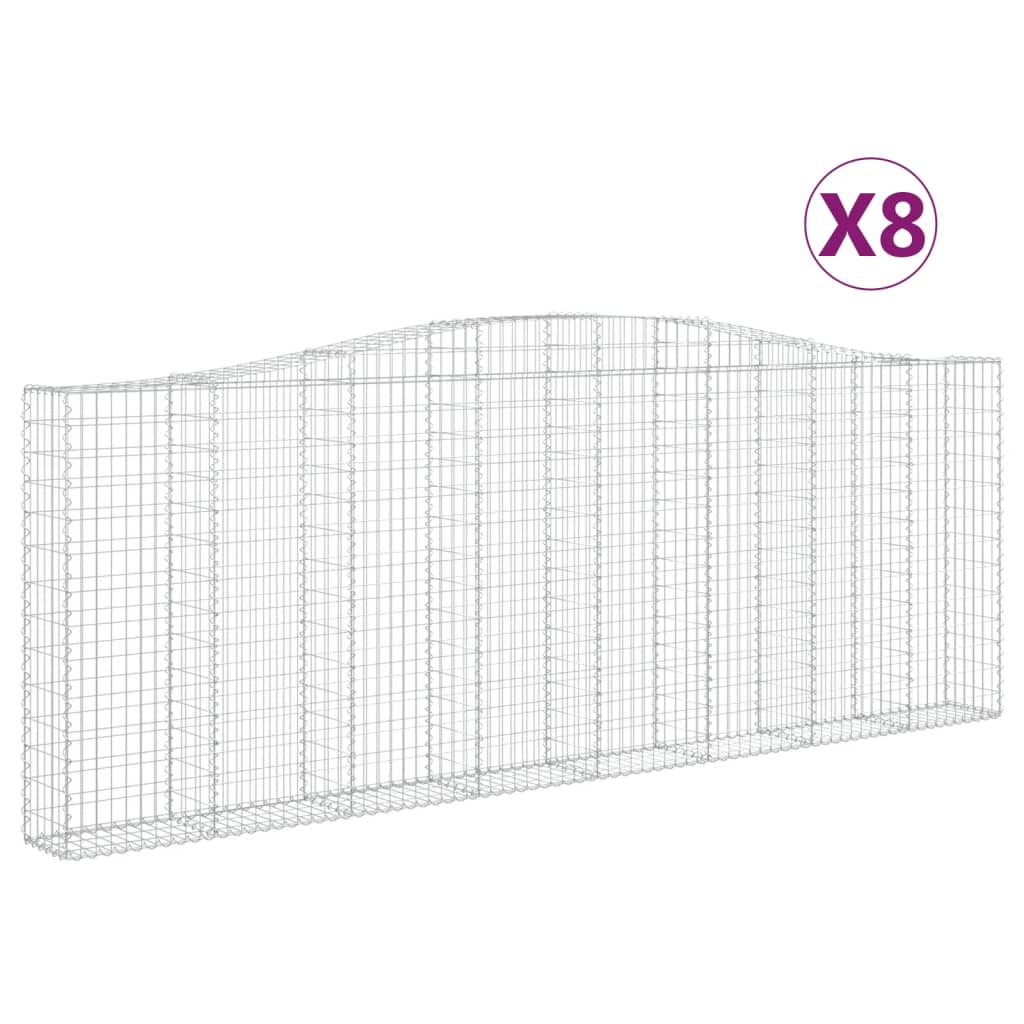 Cestas Gaviones 8 Uds Forma De Arco Hierro 400x30x140/160 Cm_0