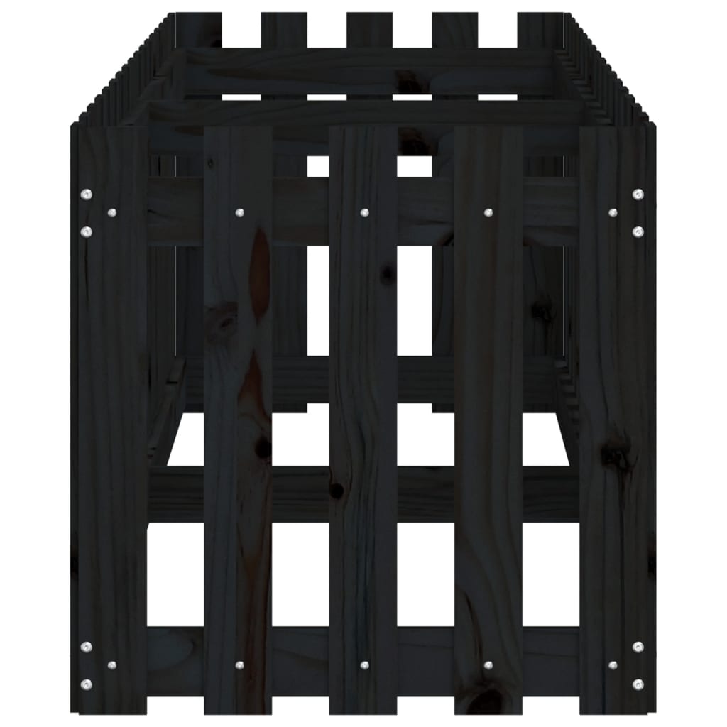 Arriate Elevado Jardín Con Valla Madera Pino Negro 200x50x50cm_5