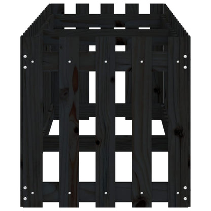 Arriate Elevado Jardín Con Valla Madera Pino Negro 200x50x50cm_5
