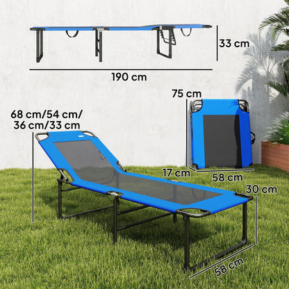 Outsunny Tumbona Plegable Respaldo Ajustable En 4 Niveles 175x58x68 Cm Azul_2