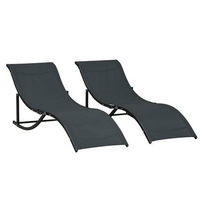 Outsunny 2 Tumbonas Plegables Forma De S Aluminio Texteline Para Terraza Negro_0