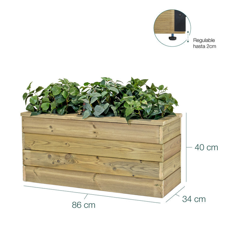 Jardinera Con Autorriego De Madera Nidum Basic Interior Y Exterior Hortalia 86x34x40 Cm_5