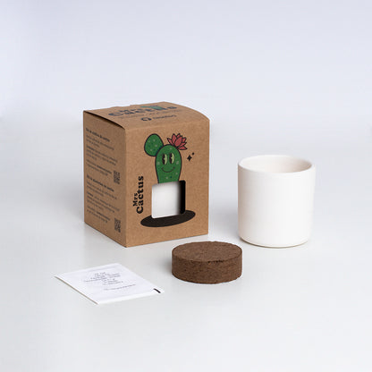 Mrs. Cactus Kit de Cultivo de Cactus con Maceta de Barro Artesanal | Regalo Original - Resetea_1
