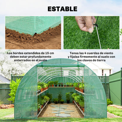 Outsunny Invernadero De Túnel 8x3x2 M Con 12 Ventanas Cubierta Pe Cultivo Verde_5