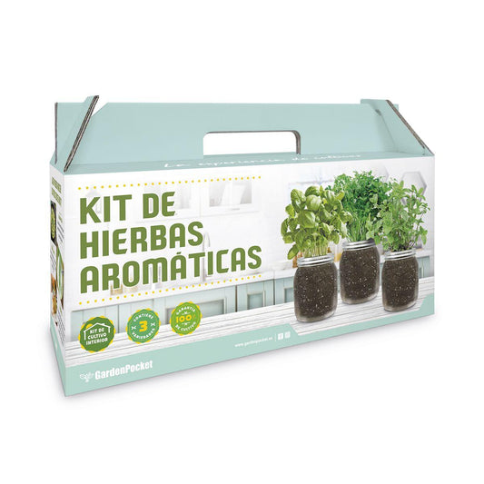 Kit para Plantar TOP Aromáticas en tu Cocina: Albahaca, Perejil y Menta, Garden Pocket