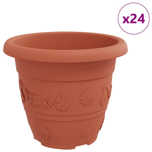 Maceta Redonda Para Flores 24 Pcs Rojo Ladrillo Ø 26 X 21.5 Cm_0