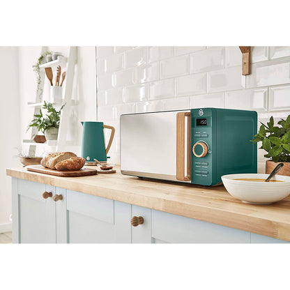 Swan Nordic Set Desayuno, Hervidor Agua 1,7l, Tostadora 2 Rebanadas, Microondas 20l Digital, Strp1060greneu, Verde_4