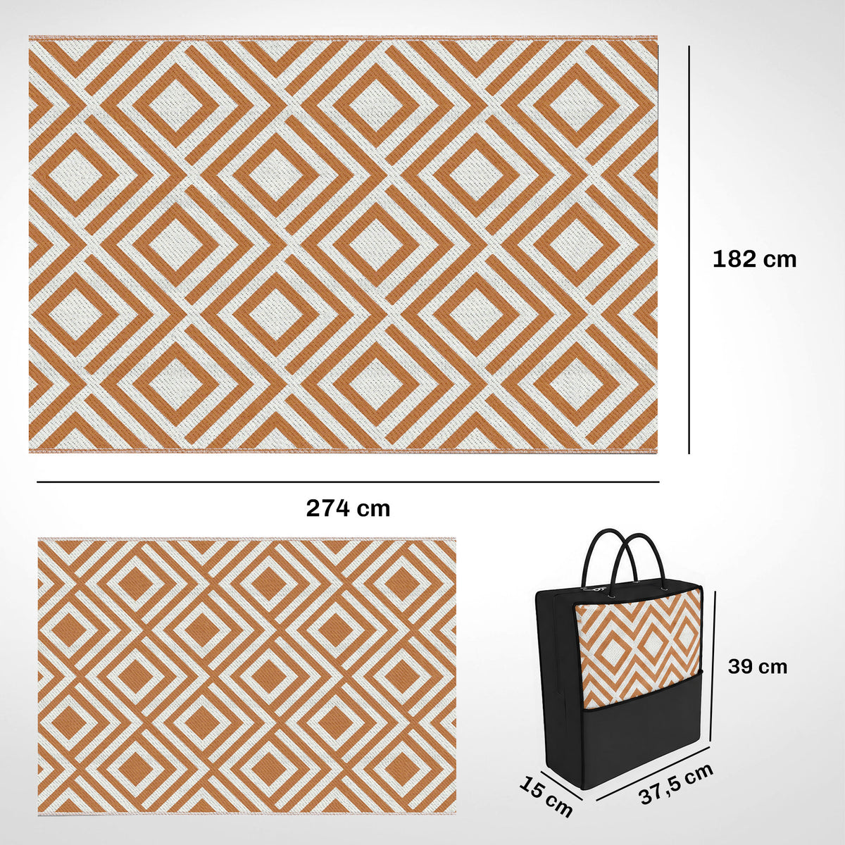 Outsunny Alfombra Exterior Reversible 182x274cm Para Terraza Balcón Patio Rojo_2
