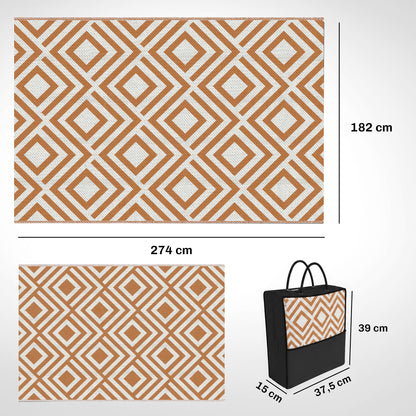Outsunny Alfombra Exterior Reversible 182x274cm Para Terraza Balcón Patio Rojo_2
