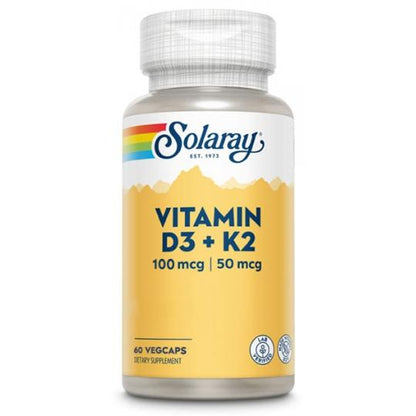 Vitamina D3-K2 Solaray 60 cápsulas