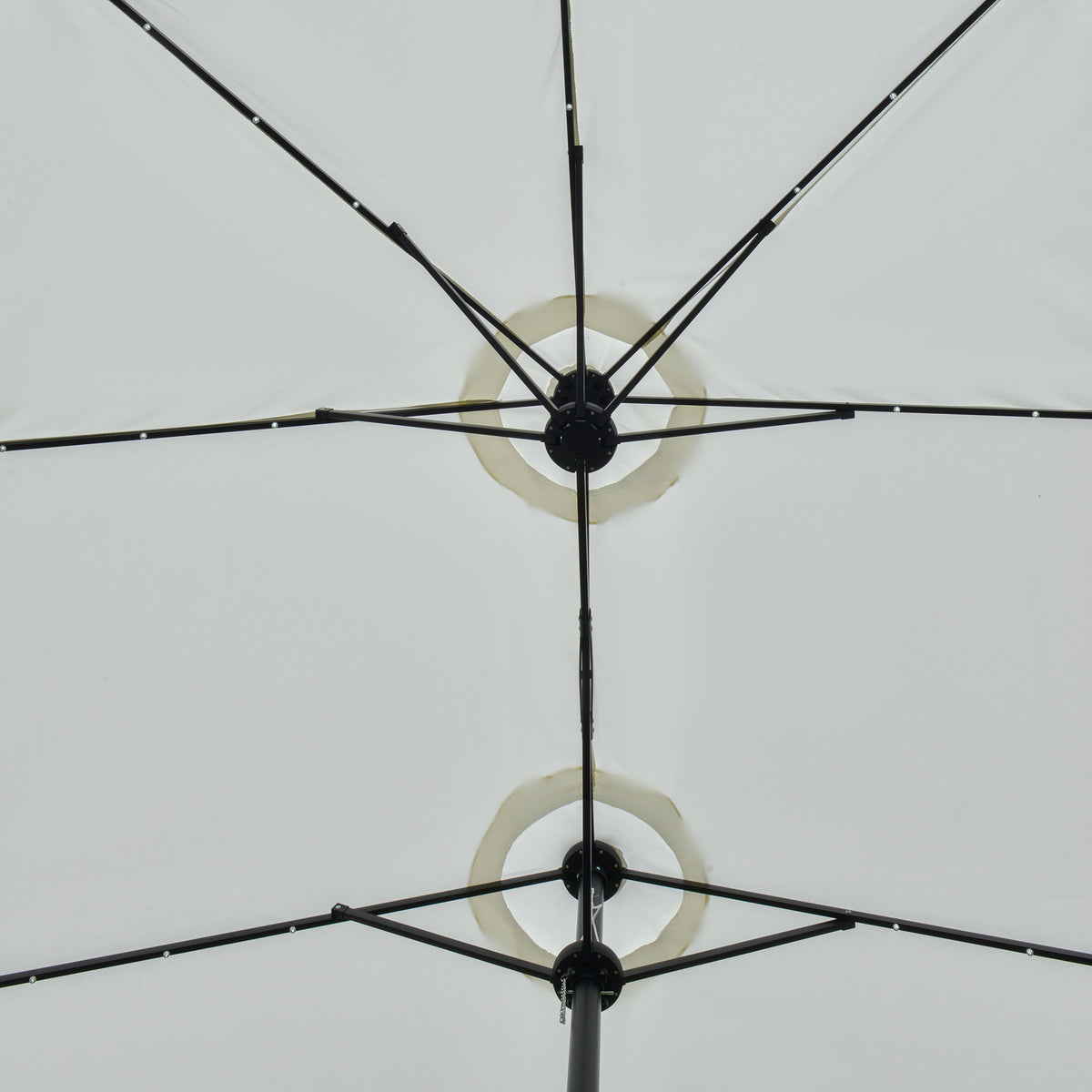Outsunny Sombrilla Doble De Jardín Con 48 Luces Led Solar 450x265x240 Cm Crema_4