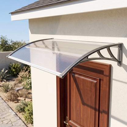 Marquesina Exterior Policarbonato Outsunny 110x60x20 Cm Transparente_1