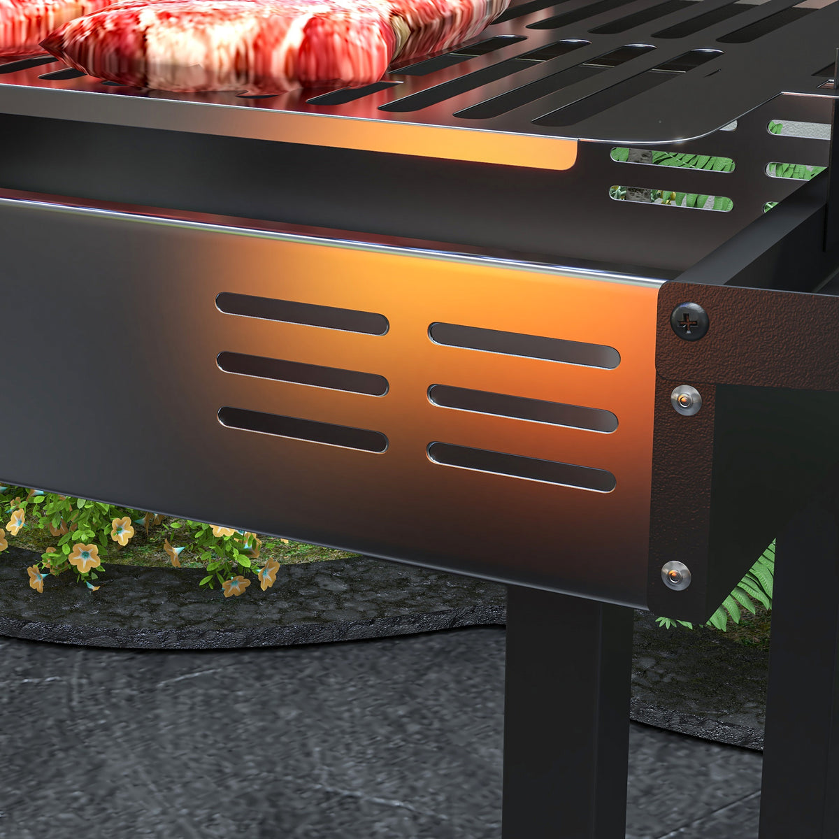 Outsunny Barbacoa De Carbón Portátil Con Pincho Giratorio Estantes Negro_3